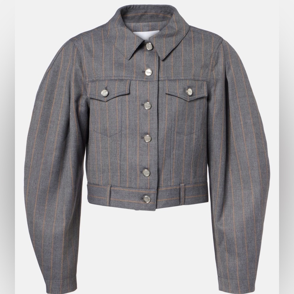 Ganni Gray Pinstripe Women's Blazer